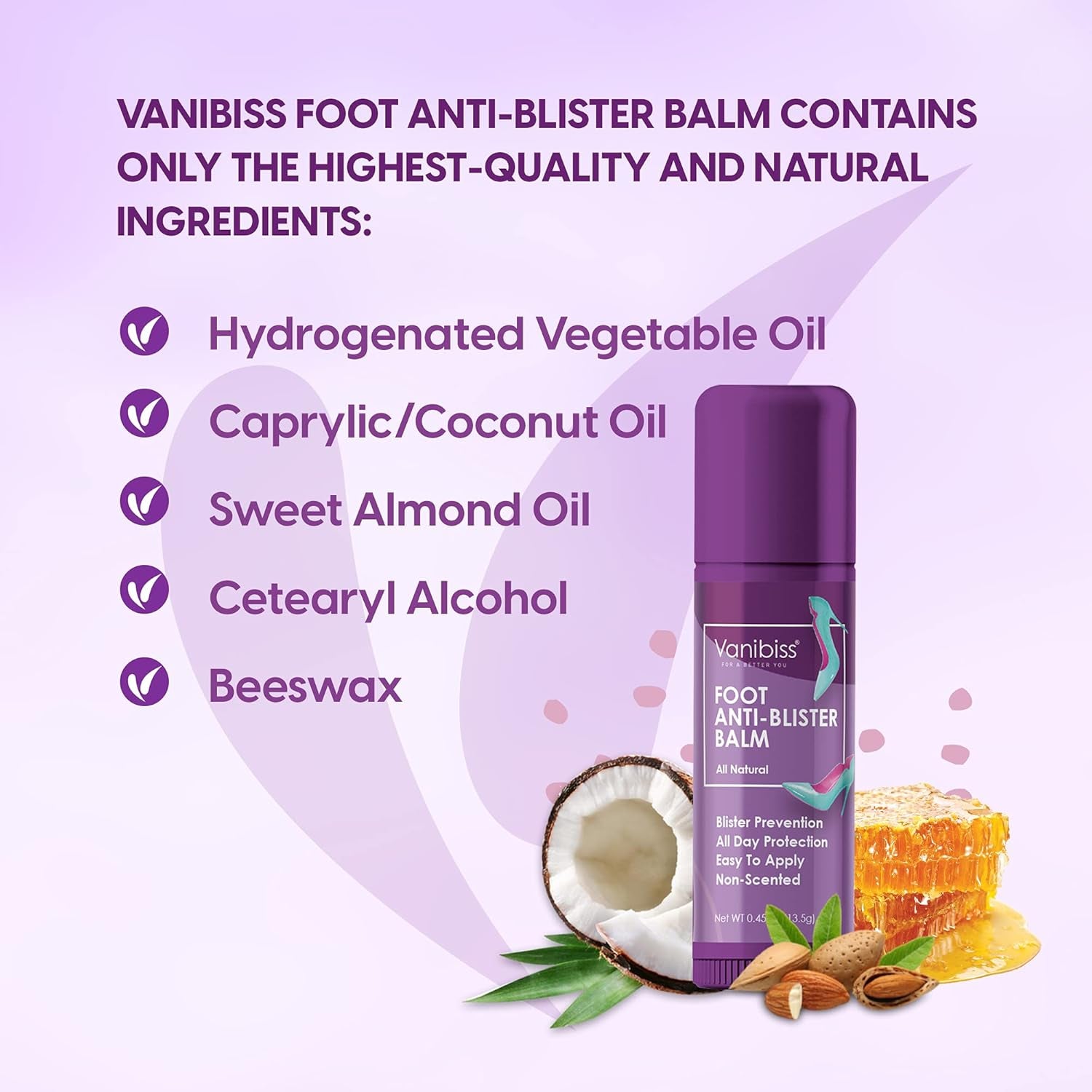 Foot Anti-Blister Balm - Foot Blister Prevention - Anti-Friction Balm Stick & Chafing Relief for Feet - Heel Blister Blocker - Prevent Shoe Strap Friction - Natural Care for Feet (0.45Oz)