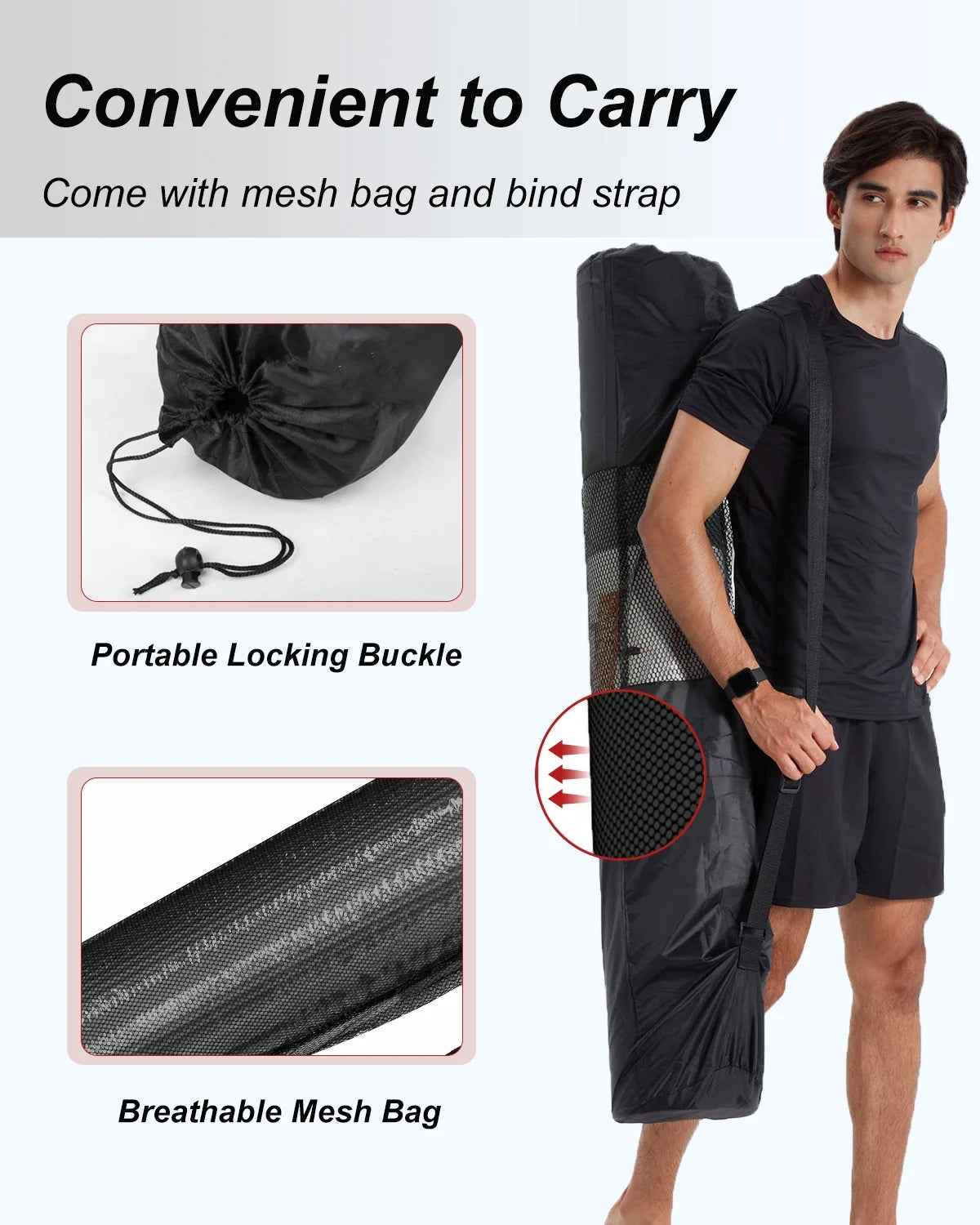 Large Yoga Mat 78X51" 10Mm Thick NBR Foam Exercise Mat for Home Fitness Pilates Workout, Black