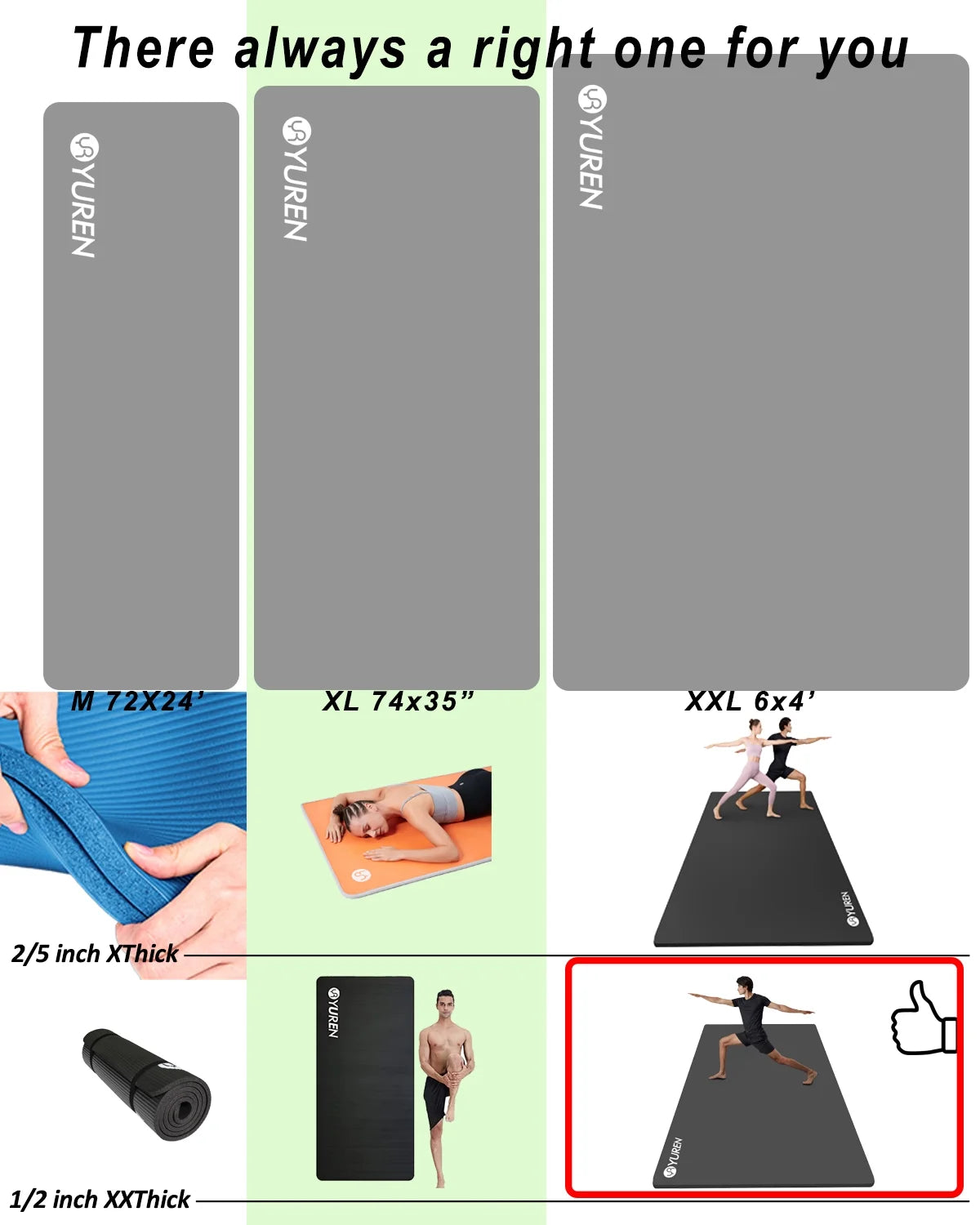 Large Yoga Mat 78X51" 10Mm Thick NBR Foam Exercise Mat for Home Fitness Pilates Workout, Black