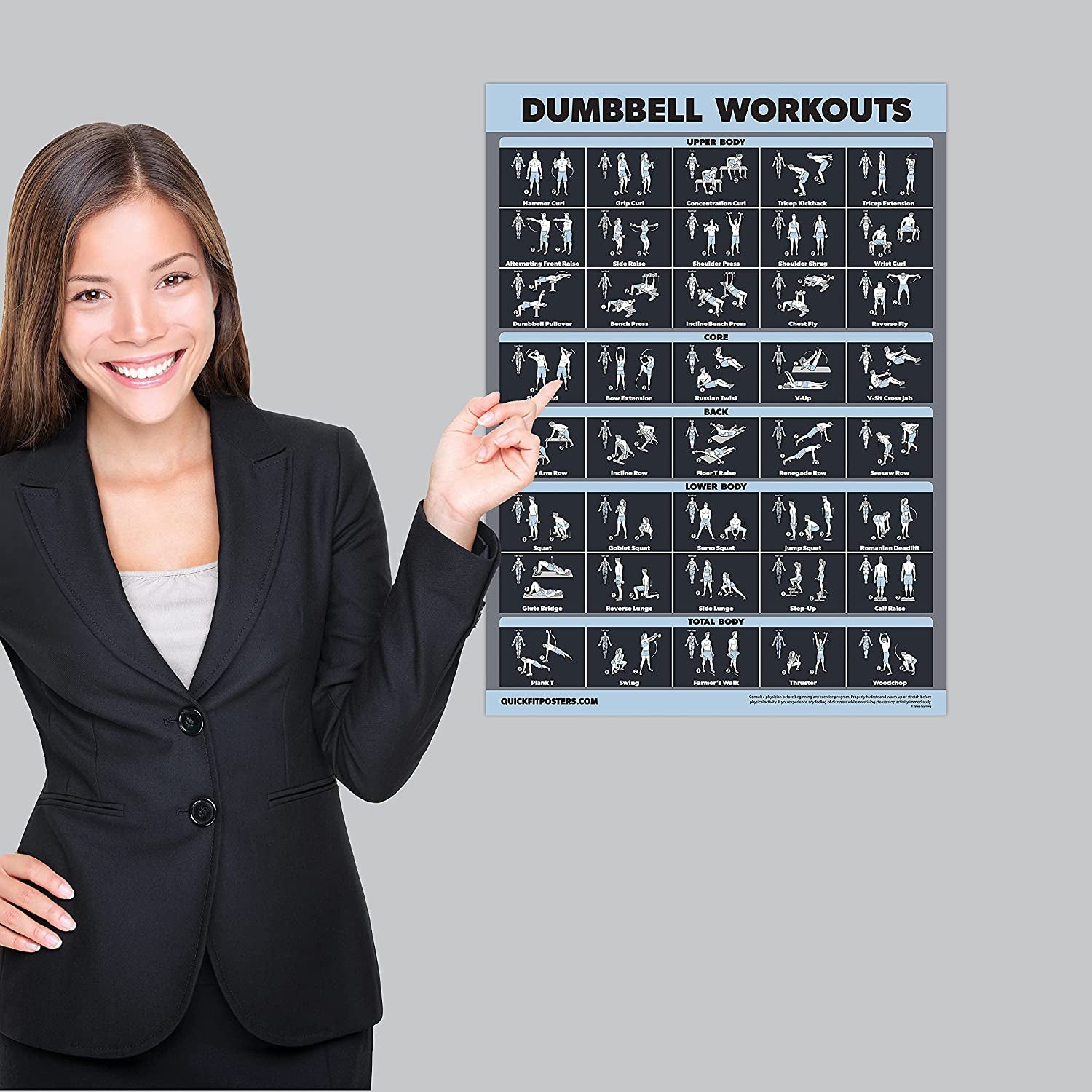 Dumbbell Workout Exercise Poster [Dark] Dumbbell Poster, Workout Poster