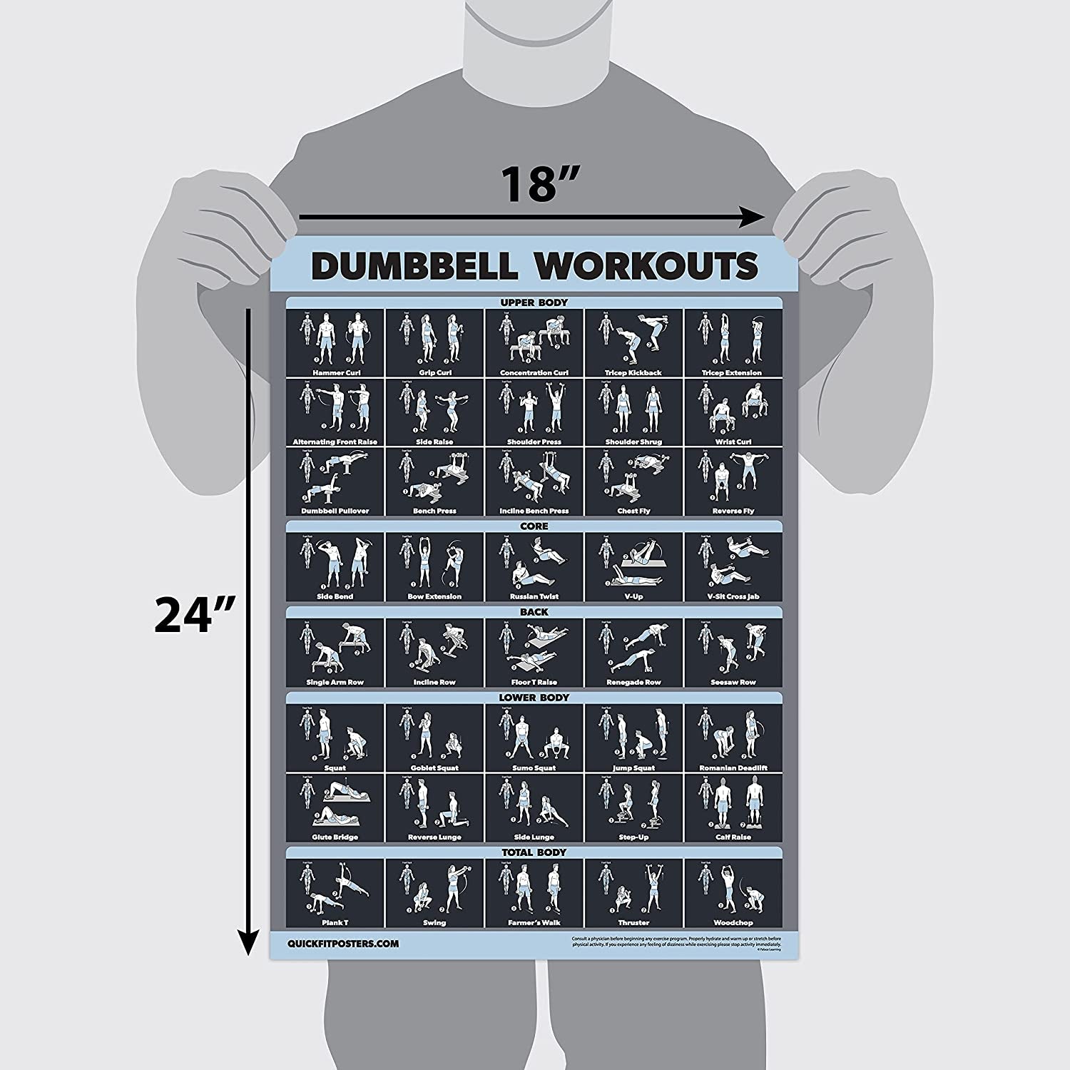 Dumbbell Workout Exercise Poster [Dark] Dumbbell Poster, Workout Poster